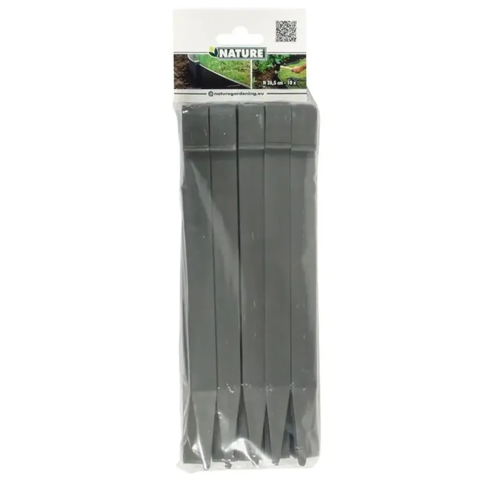 Ancres bordure de jardin x10 PP recyclé Gris 1,9x1,8x26,7 cm