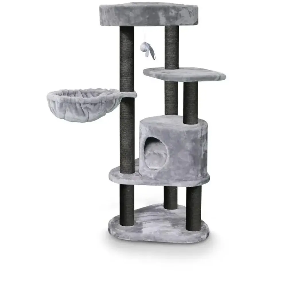 Arbre à chat avec panier et griffoir coloris gris Charlotte Royal Petrebels - 134 cm