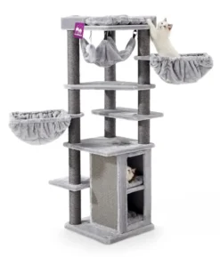 Arbre à chat coloris gris Petrebels Ramses 158 - 50 x 50 x 158 cm