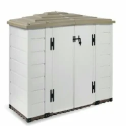 Armoire de jardin coloris blanc en résine capacité 1 800 L - 88 x 212 x 133 cm