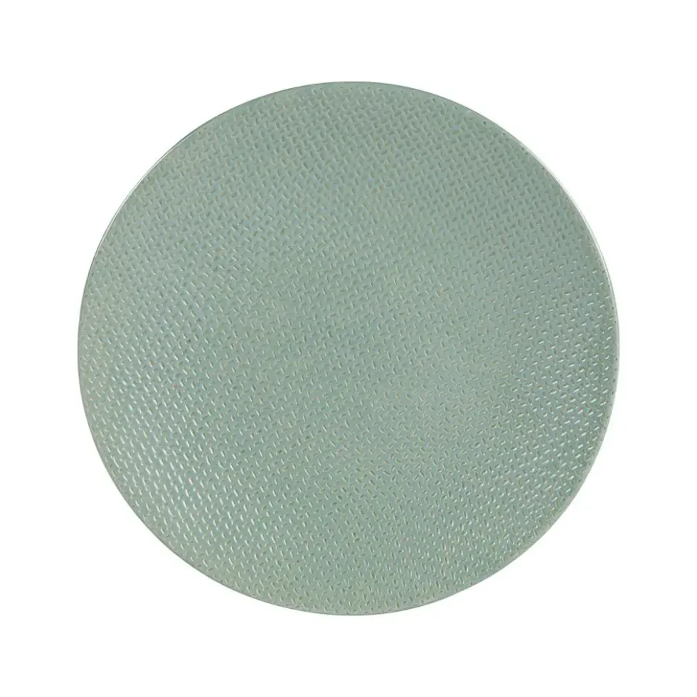 Assiette à dessert en grès effet martelé vert Vesuvio - Ø 21 cm
