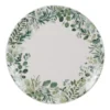Assiette plate coloris vert en céramique motifs feuillages Natura - Ø 27,5 cm