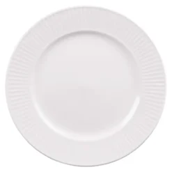 Assiette plate en porcelaine blanche et contour strié Lina - Ø 27 cm