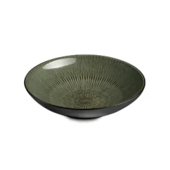 Assiette à salade et pâtes en grès Hypnose coloris vert et noir - Ø 19 cm