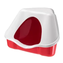 Bac à litière pour lapin nain coloris rouge Ferplast Nora – 41 x 41 x 33 cm