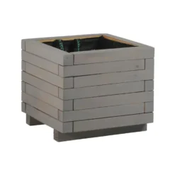 Bac Madrier carré mélèze cérusé gris 40x40x35,5 cm