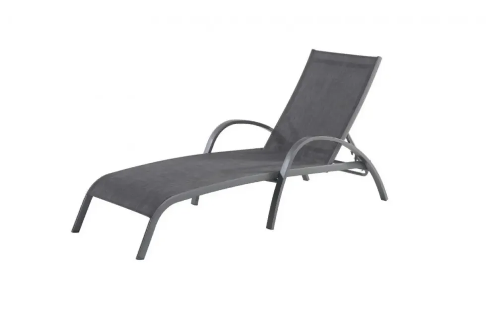 Bain de soleil aluminium empilable, gris mat/anthracite - CREADOR Tosca