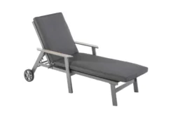 Bain de soleil Jasmin coloris gris en aluminium et bois - 189,5 x 83 x 54.5 cm