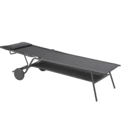 Bain de soleil Miami II haut Lafuma coloris gris en acier et toile en Batyline® - 88 x 184 x 80 cm