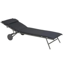 Bain de soleil Miami II Lafuma coloris gris structure en acier et matelassé BeComfort® - 77 x 184 x 76 cm