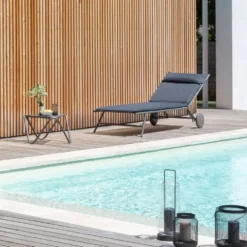 Bain de soleil Miami II Lafuma coloris gris structure en acier et matelassé BeComfort® - 77 x 184 x 76 cm