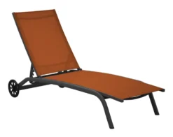 Bain de soleil Stello sienne coloris marron en aluminium - 192 x 71 x 30/92 cm