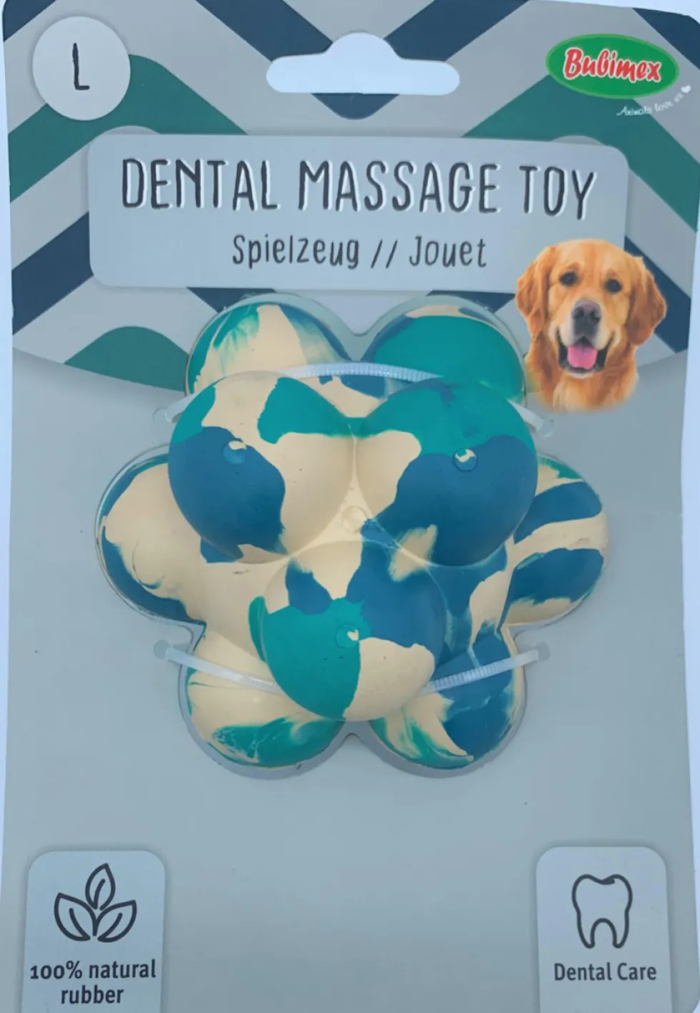 Balle pour chien en caoutchouc naturel coloris bleu Bubimex Beta – Taille L