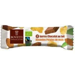 Barre de chocolat au lait amandes et pétales de maïs bio x 2