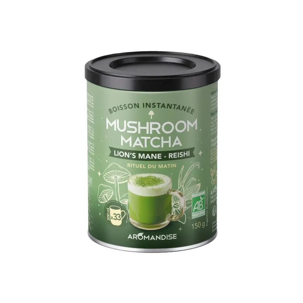 Boisson instantanée Mushroom matcha bio Lion’s mane Aromandise - 150 g