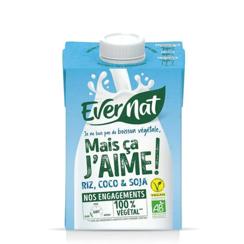 Boisson végétale riz coco et soja bio Mais ça j'aime Evernat- 50 cl