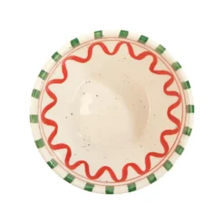 Bol en céramique blanc, vert et rouge Venda - H 6 x Ø 14 cm