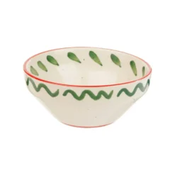 Bol en céramique blanc, vert et rouge Venda - H 6 x Ø 14 cm