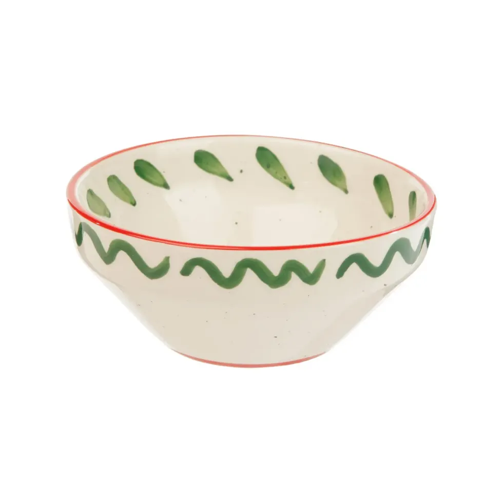 Bol en céramique blanc, vert et rouge Venda - H 6 x Ø 14 cm