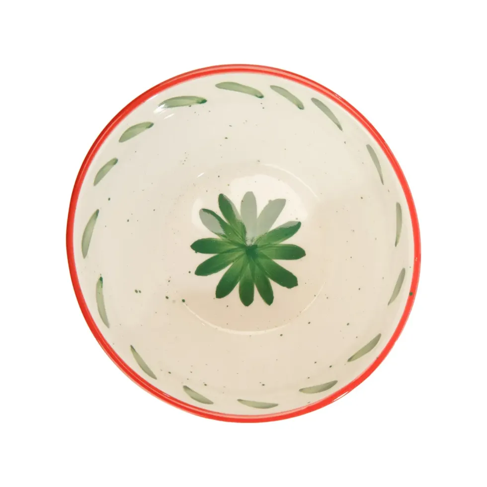 Bol en céramique blanc, vert et rouge Venda - H 6 x Ø 14 cm