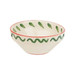 Bol en céramique blanc, vert et rouge Venda - H 6 x Ø 14 cm
