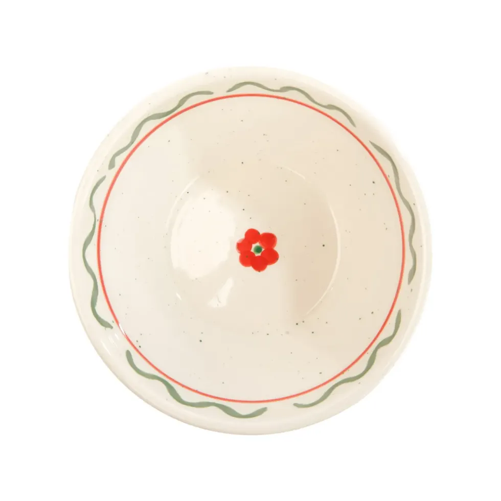 Bol en céramique blanc, vert et rouge Venda - H 6 x Ø 14 cm