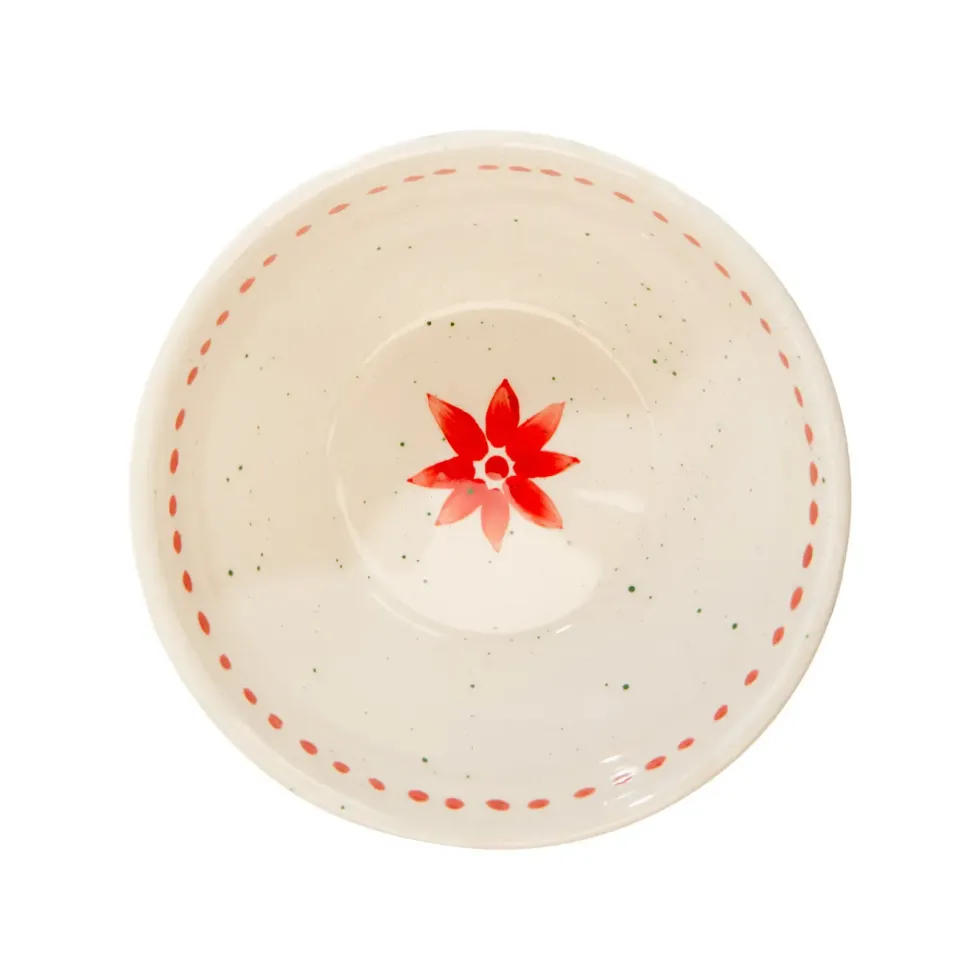 Bol en céramique blanc, vert et rouge Venda - H 6 x Ø 14 cm