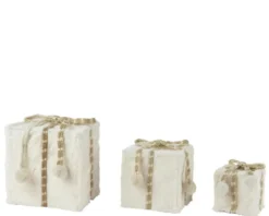 Boîte cadeau en fausse fourrure blanche petit modèle - 11 x 11 x 11 cm