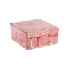 Boîte carrée en papier métallisé rouge à motif rayures - 21 x 9,5 cm