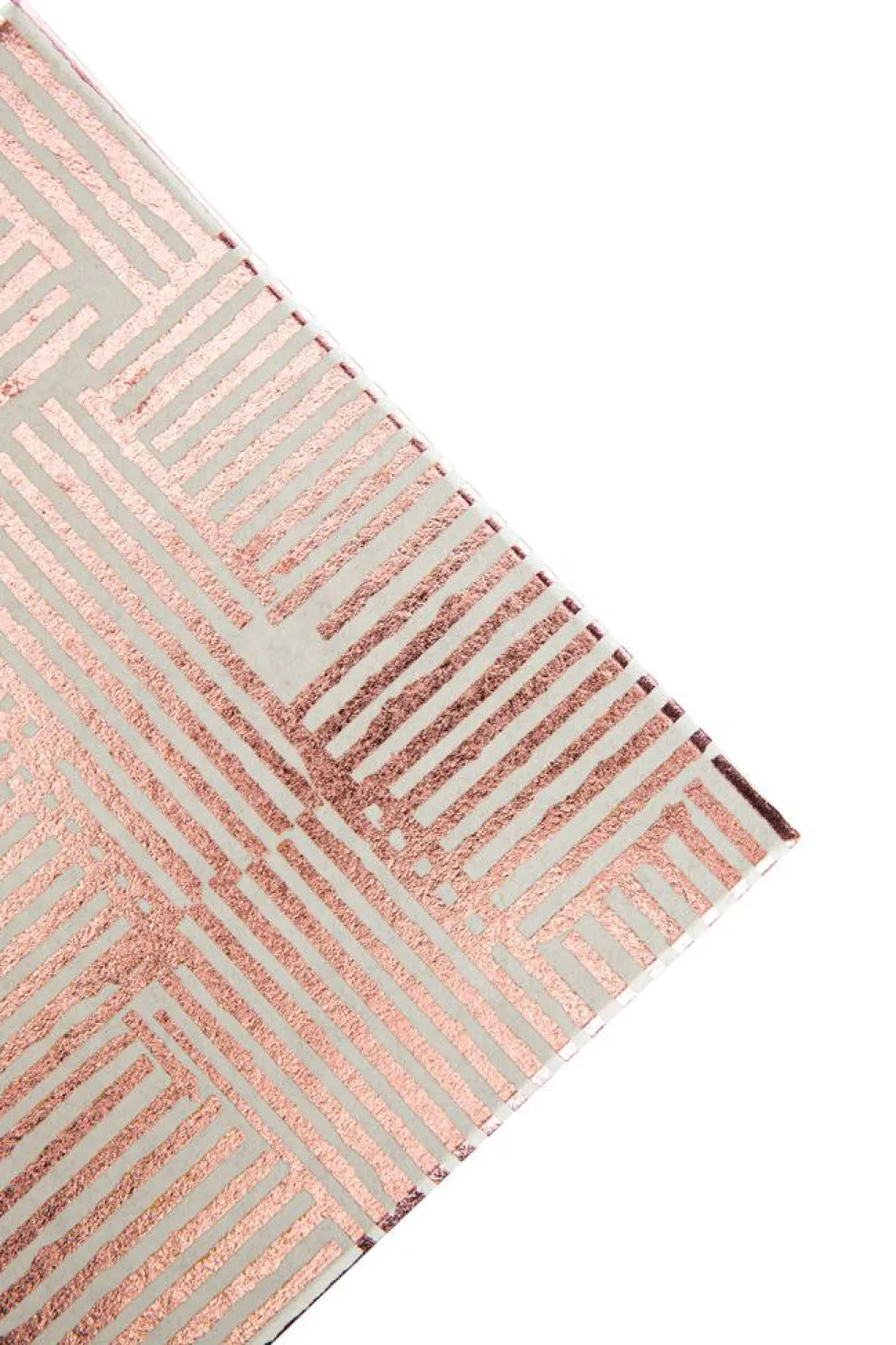 Boîte carrée en papier métallisé rose à motifs rayures - 19 x 8,5 cm