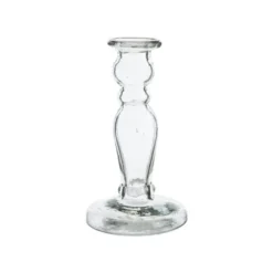 Bougeoir soliflore en verre transparent - Ø 8,4 x H 25,5 cm
