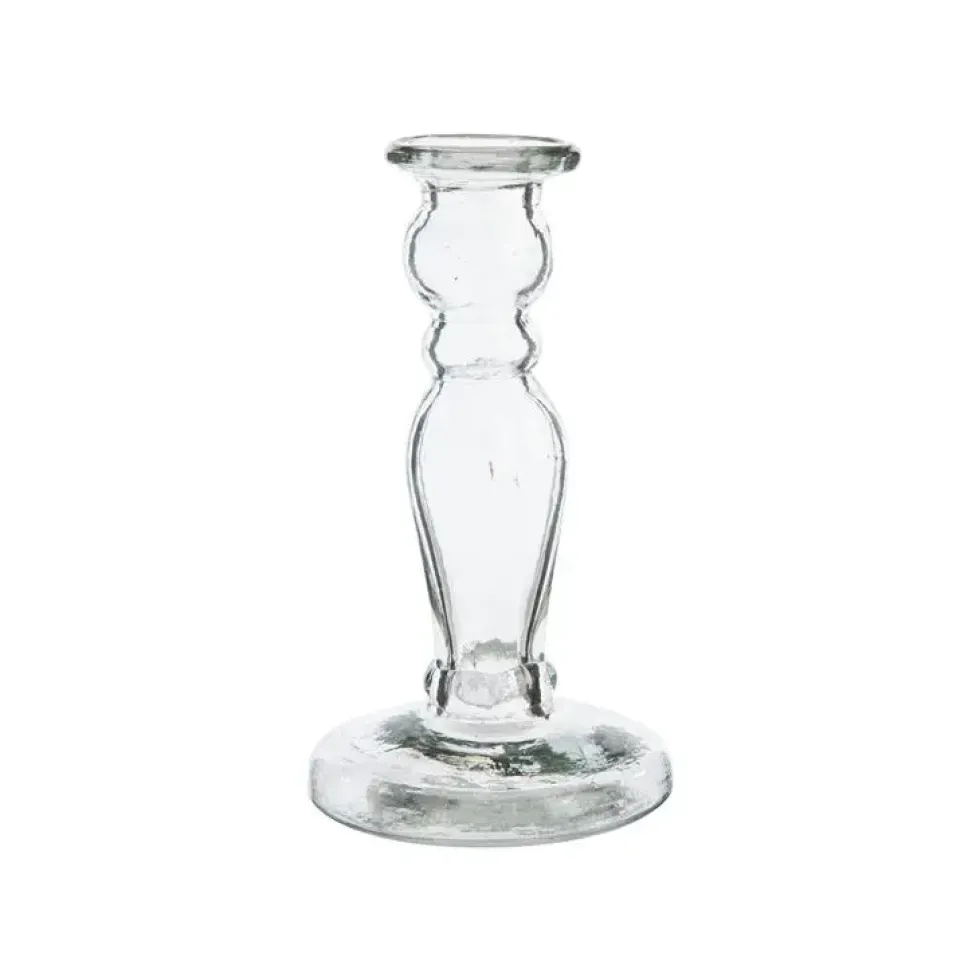 Bougeoir soliflore en verre transparent - Ø 8,4 x H 25,5 cm
