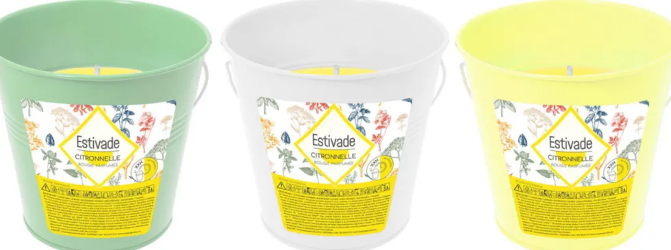 Bougie citronnelle seau Estivade coloris multicolore en cire Denis & Fils - 260 g