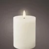 Bougie cylindre basse blanche LED à effet flamme blanc chaud - Ø 7 x H 11,2 cm