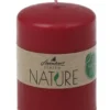 Bougie cylindrique en cire végétale coloris rouge - Ø 5,7 x H 8 cm