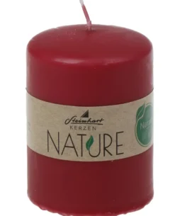 Bougie cylindrique en cire végétale coloris rouge - Ø 5,7 x H 8 cm