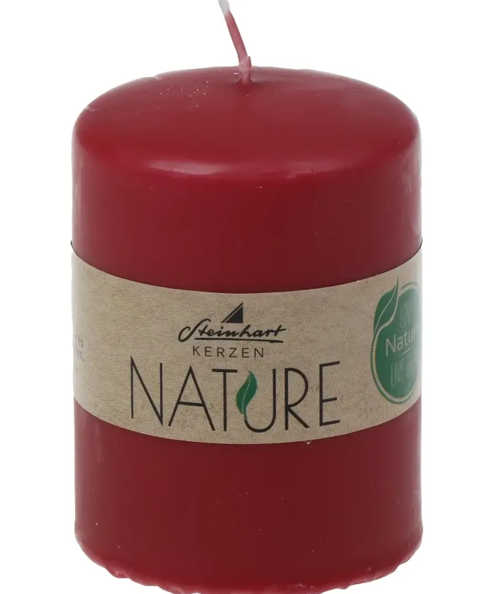 Bougie cylindrique en cire végétale coloris rouge - Ø 5,7 x H 8 cm