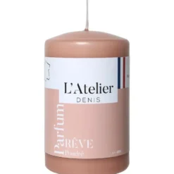 Bougie cylindrique taille S rose parfum rêve poudré L’Atelier de Denis - Ø 6,8 x H 11 cm