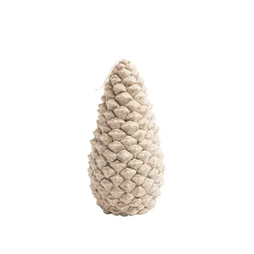 Bougie parfumée beige grand modèle en forme de pomme de pin