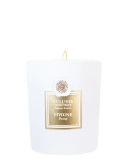 Bougie parfumée blanche Collines de Provence Fleurs & Ecorces Pivoine - 360 g