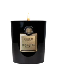 Bougie parfumée en pot noire Collines de Provence Fleurs & Écorces rose noire - 360 g