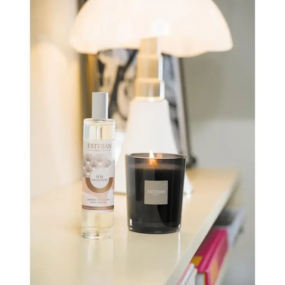 Bougie parfumée rechargeable Initiale Iris cachemire Esteban - 180 g