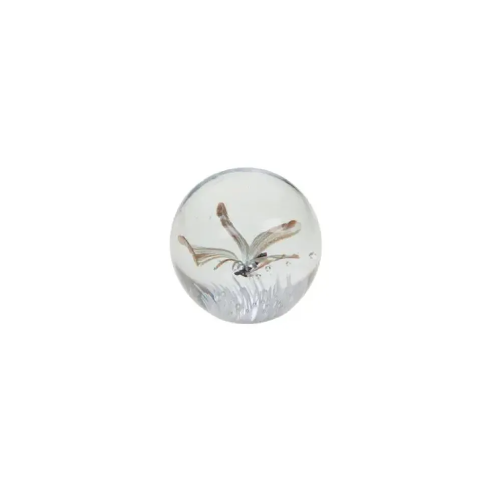 Boule en verre sulfure Papillon - 8 x 8 x 8 cm