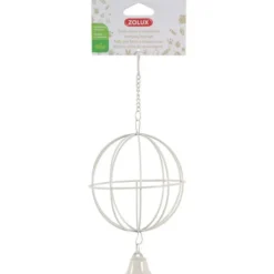 Boule à foin à suspendre pour les rongeurs en métal coloris beige Zolux - 11 x 11 x 27 cm