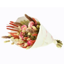 Bouquet de fleurs séchées Dandy coloris rose et orange - H 50 cm