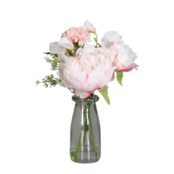 Bouquet de fleurs vase illusion d'eau - 32 cm