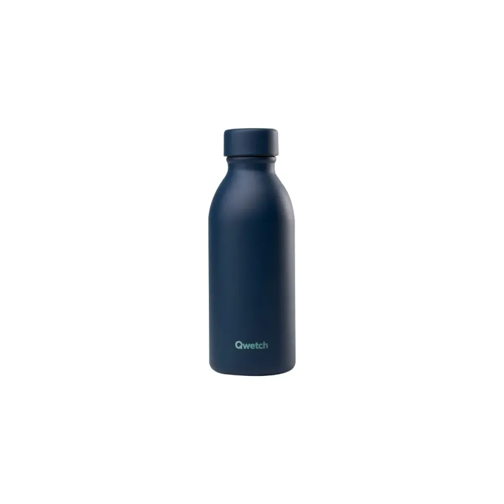 Bouteille isotherme en inox recyclé Qwetch Icon Matt bleu nuit - 500 ml