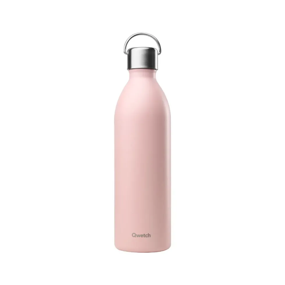 Bouteille isotherme en inox recyclé Qwetch Active Matt rose pastel - 1 L