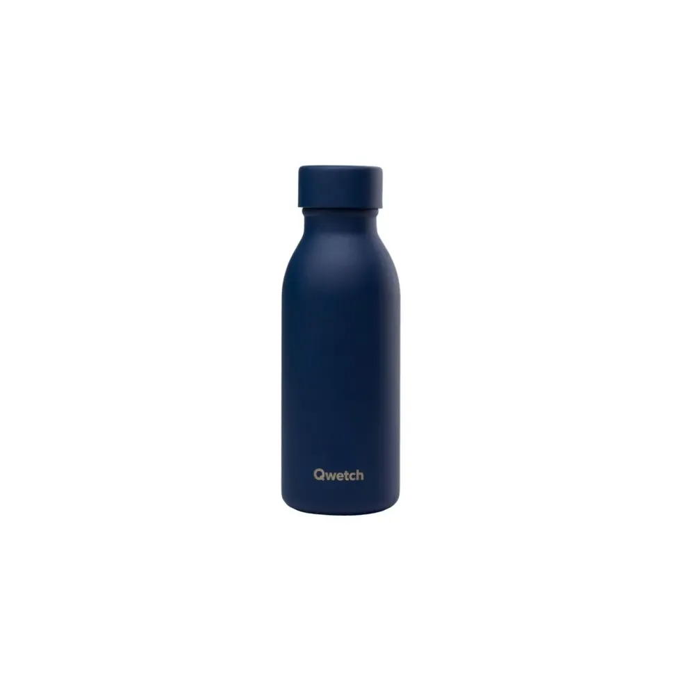 Bouteille isotherme en inox recyclé Qwetch Icon Matt bleu nuit - 350 ml