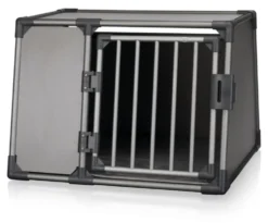 Box de transport pour chien en aluminium coloris gris graphite Trixie - 92 x 64 x 78 cm